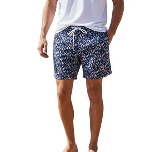 Peter Millar Men's Swim Trunks Shorts Navy Buoy Print Fishing Lure Size Medium